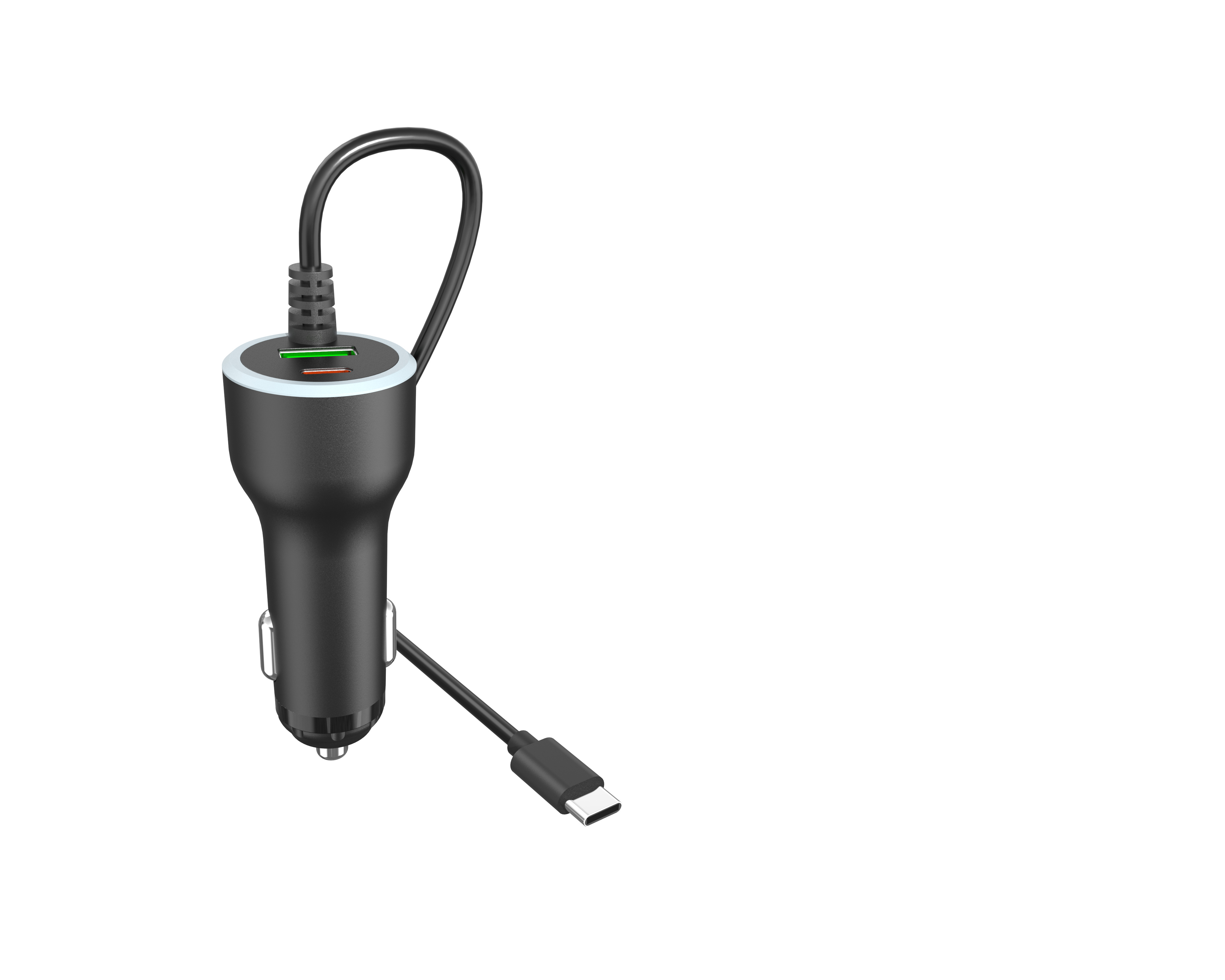 63W Car Charger Retractable Cable